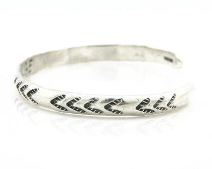 Navajo Bracelet .925 Silver Hand Stamped Arrow Head Artist I Montoya C80s
