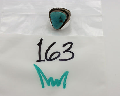 Navajo Handmade Ring 925 Silver Blue Turquoise Signed Native Artist C.80's