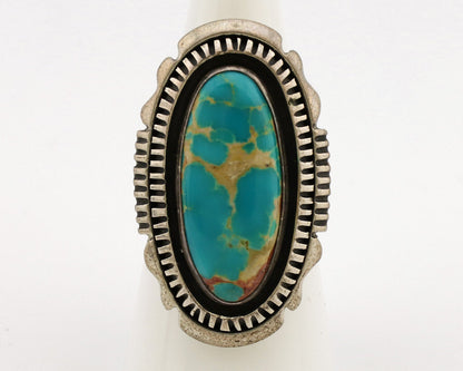 Navajo Ring .925 Silver Nevada Turquoise Native American Artist C.1980's