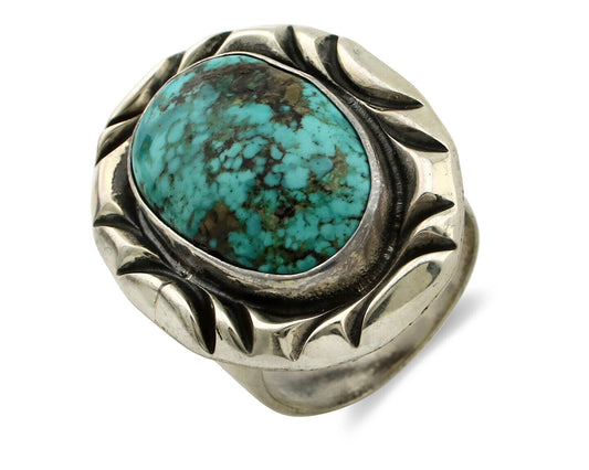 Navajo Ring 925 Silver Spiderweb Turquoise Signed C Montoya C.80's