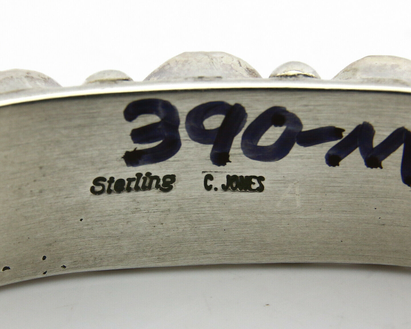 Navajo Bracelet .925 Silver Natural Turquoise Signed C Jones C.80's