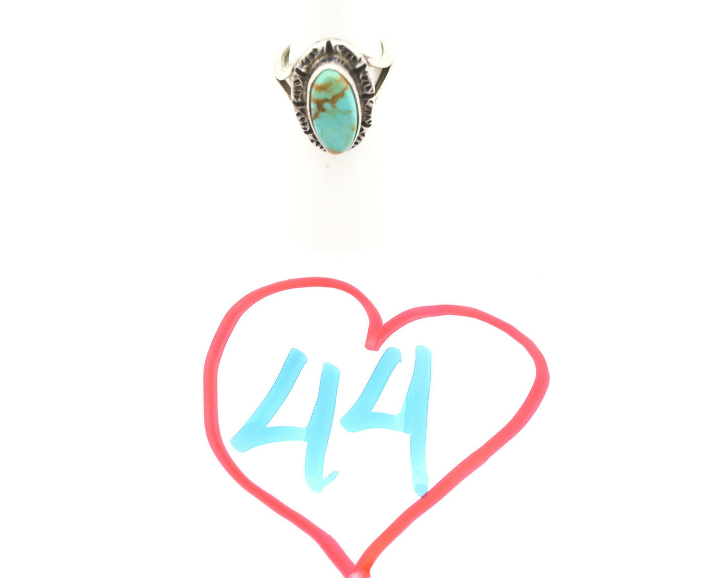 Navajo Ring .925 Silver Kingman Turquoise Artist Signed Gecko C.80's