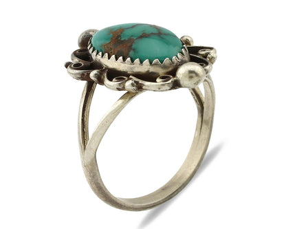 Navajo Ring .925 Silver Spiderweb Turquoise Native American Artist C.80's
