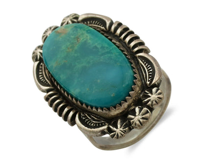 Navajo Ring .925 Silver Natural Blue Turquoise Native American Artist C.1980's