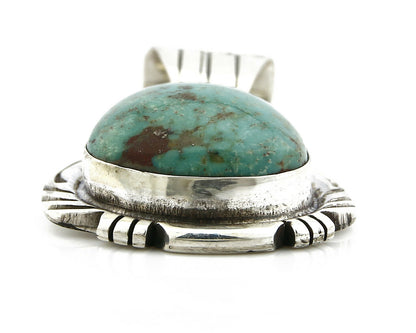 Navajo Pendant .925 Silver Kingman Turquoise Signed Artist FT C.80's