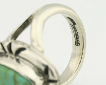 Navajo Ring .925 Silver Natural Mined Turquoise Artist Signed Gecko C.80's