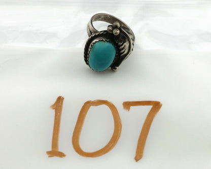 Navajo Ring .925 Silver Blue Turquoise Native American Artist C.1980's