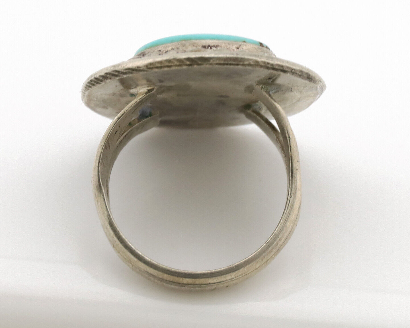 Navajo Ring .925 Silver Sleeping Beauty Turquoise Native American Artist C.1980s