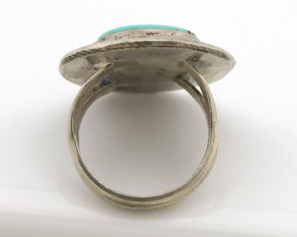 Navajo Ring .925 Silver Sleeping Beauty Turquoise Native American Artist C.1980s