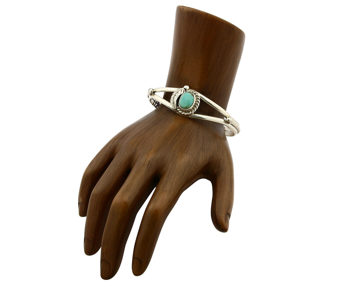 Navajo Bracelet .925 Silver Turquoise Mountain Signed Calvin Peterson C.80's