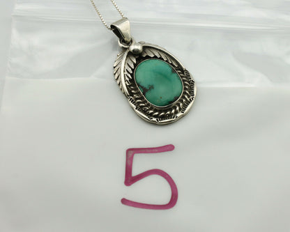 Navajo Necklace .925 Silver Royston Turquoise Artist Signed Sunrise C.80's