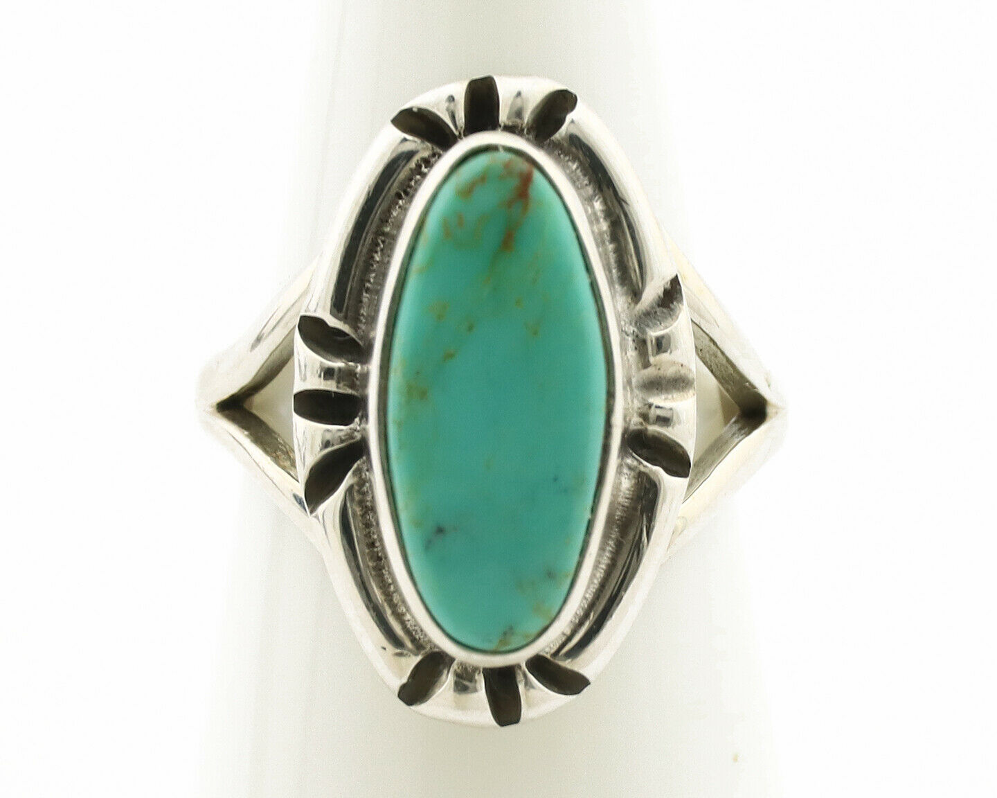 Navajo Ring .925 Silver Natural Mined Turquoise Artist Signed Gecko C.80's