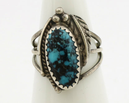 Navajo Ring .925 Silver Spiderweb Turquoise Artist Signed S King C.1980's