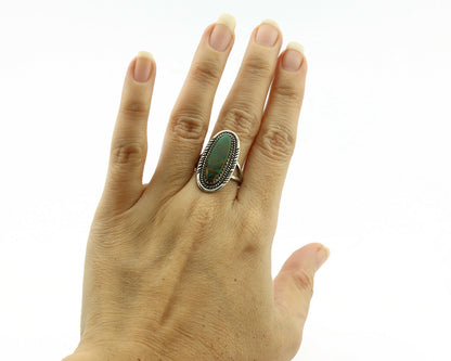 Navajo Ring .925 Silver Nevada Turquoise Signed M Begay C.1980's