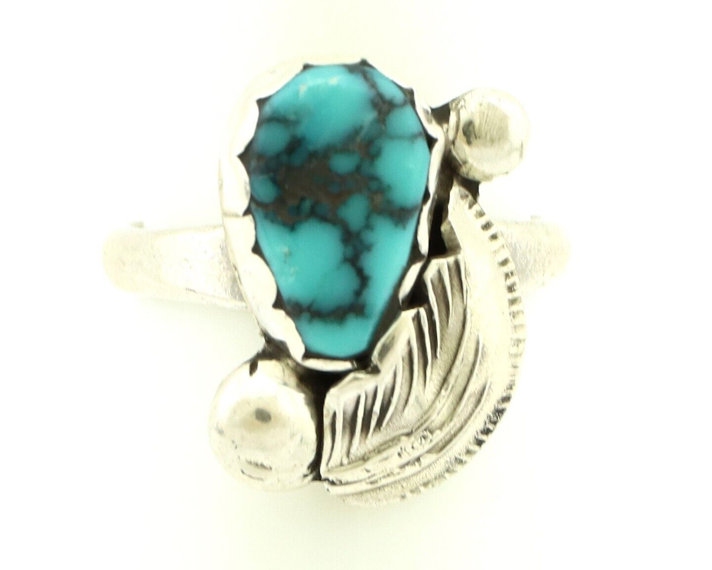 Zuni Ring 925 Silver Spiderweb Turquoise Artist Signed Simplicio C.80's