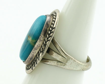 Navajo Ring .925 Silver Turquoise Signed M Begay C.1980's