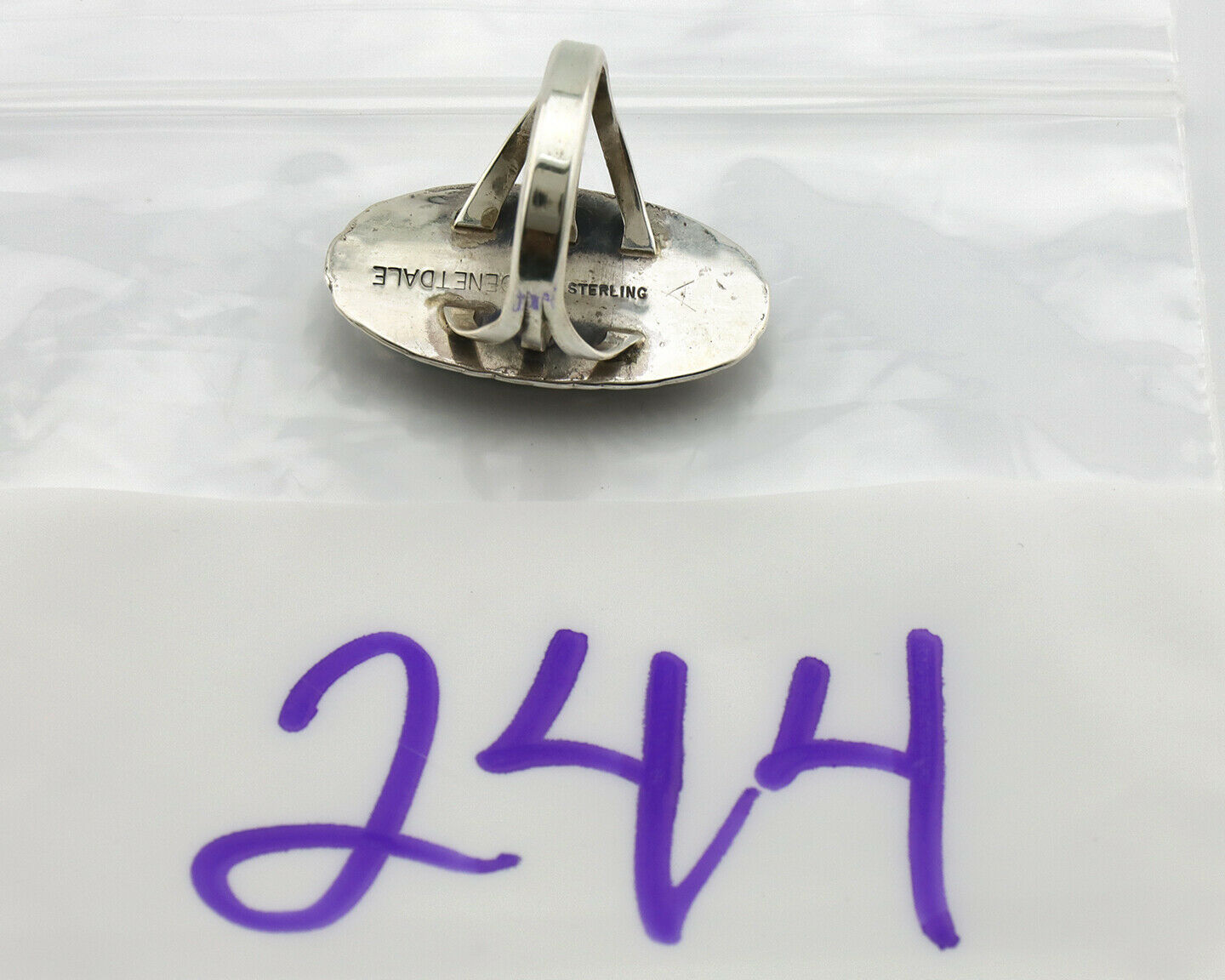 Navajo Ring .925 Silver Kingman Turquoise Signed William Denetdale C.80's