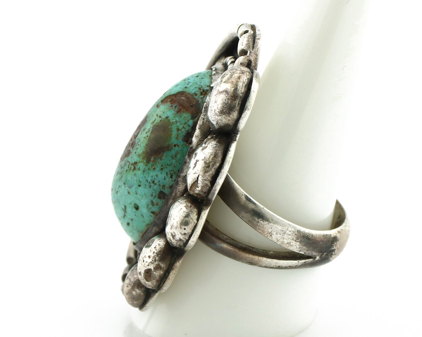 Navajo Ring 925 Silver Natural Blue Turquoise Native American Artist C.1980's