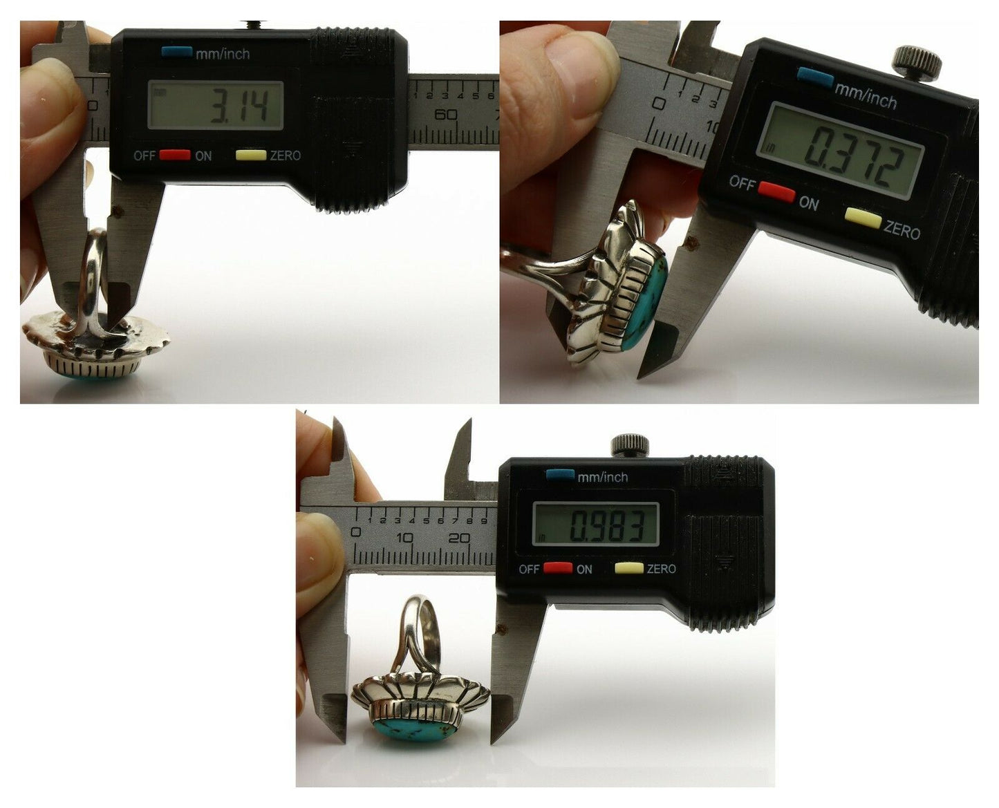 Navajo Ring .925 Silver Arizona Turquoise Signed M Montoya C.80's