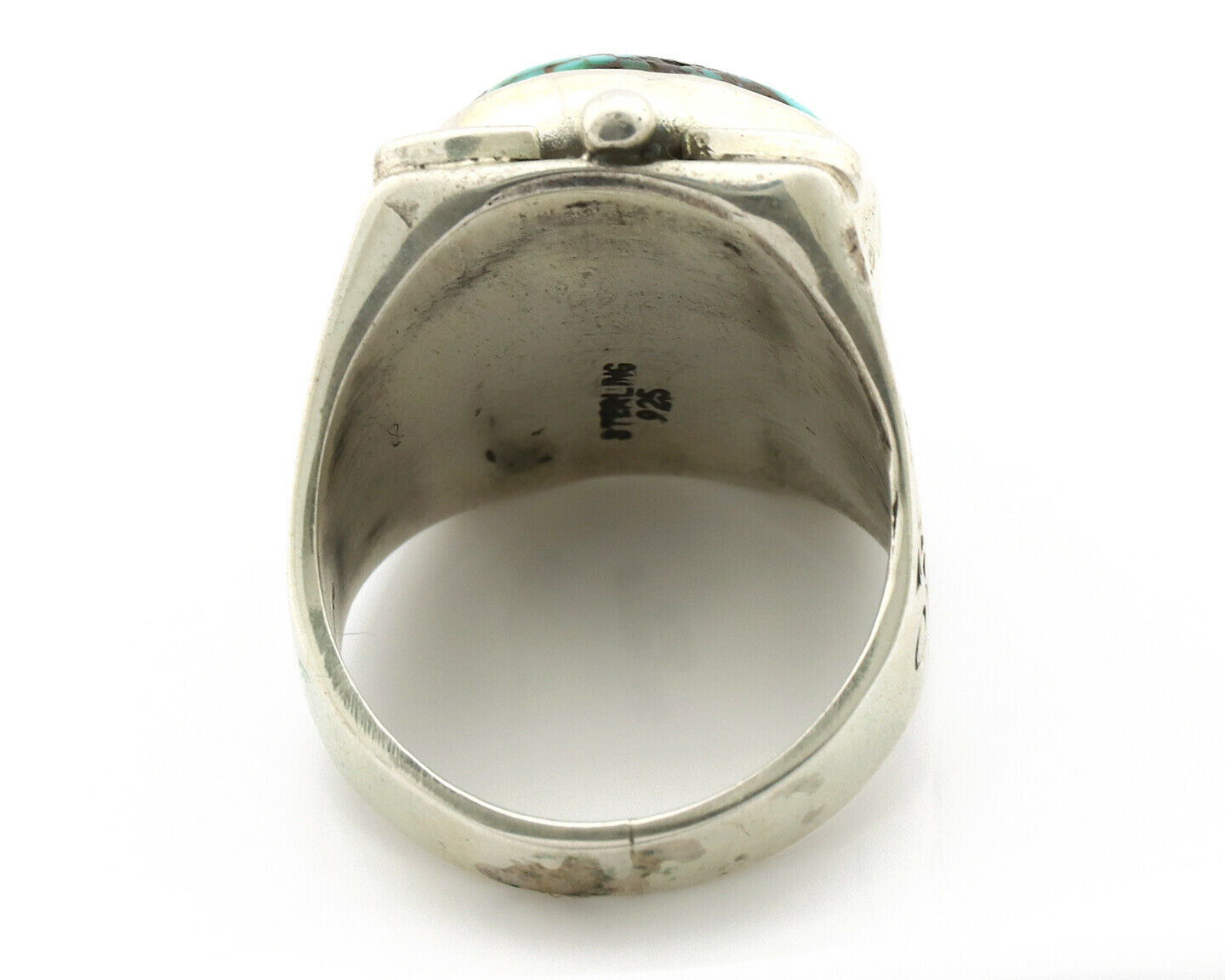 Navajo Ring .925 Silver Royston Turquoise Native American Artist C.80's