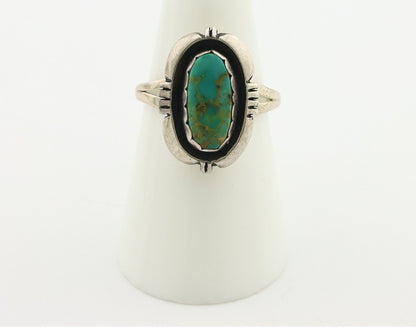 Navajo Ring .925 Silver Blue Gem Turquoise Native American Artist C.80's