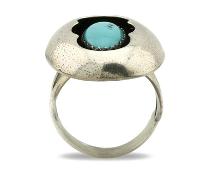 Navajo Ring .925 Silver Natural Blue Turquoise Native American Artist C.1980's