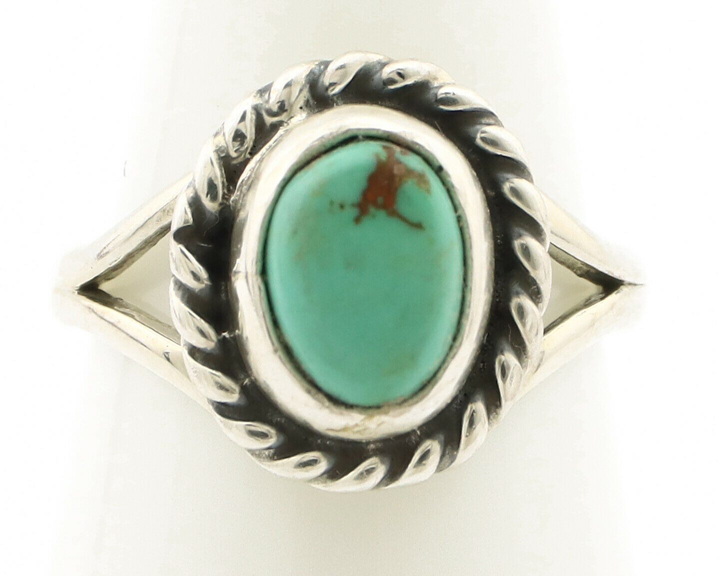 Navajo Ring .925 Silver Kingman Turquoise Artist Signed Gecko C.90's