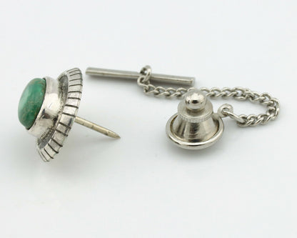 Navajo Tie Tack .925 Silver Royston Turquoise Native American Artist C.80's