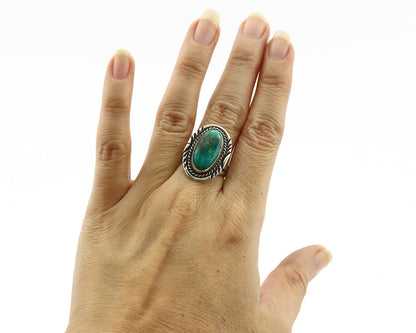 Navajo Ring .925 Silver Kingman Turquoise Signed M Begay C.1980's
