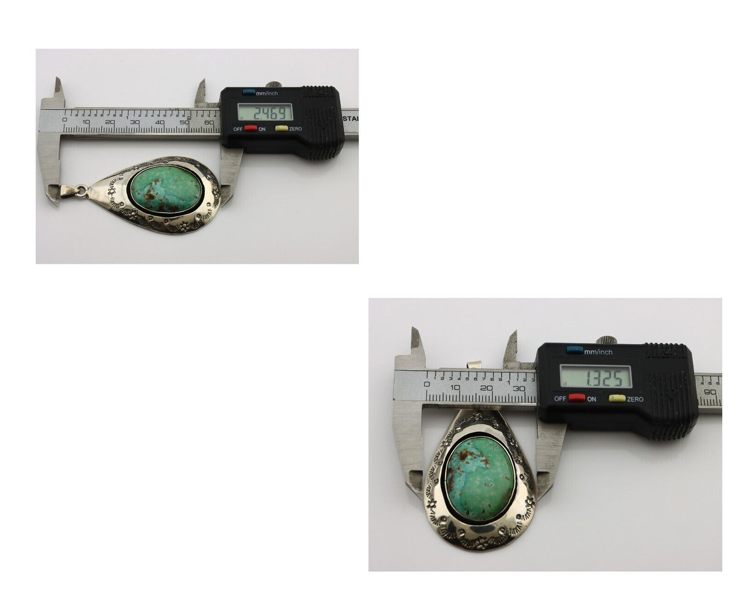 Navajo Pendant 925 Silver Natural Mined Turquoise Artist Signed C Montoya C.80's