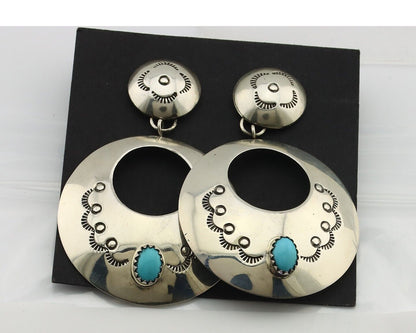 Navajo Earrings 925 Silver Natural Blue Turquoise Native American Earrings C80's
