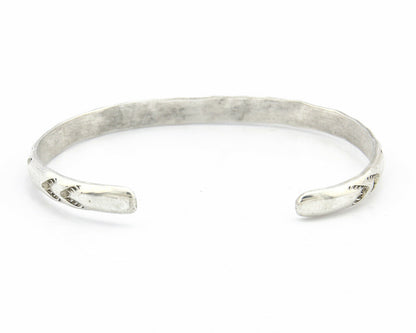 Navajo Bracelet .925 Silver Hand Stamped Arrow Head Artist Montoya C.80's #65