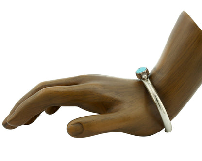 Navajo Bracelet .925 Silver Blue Turquoise Native American Artist C.80's