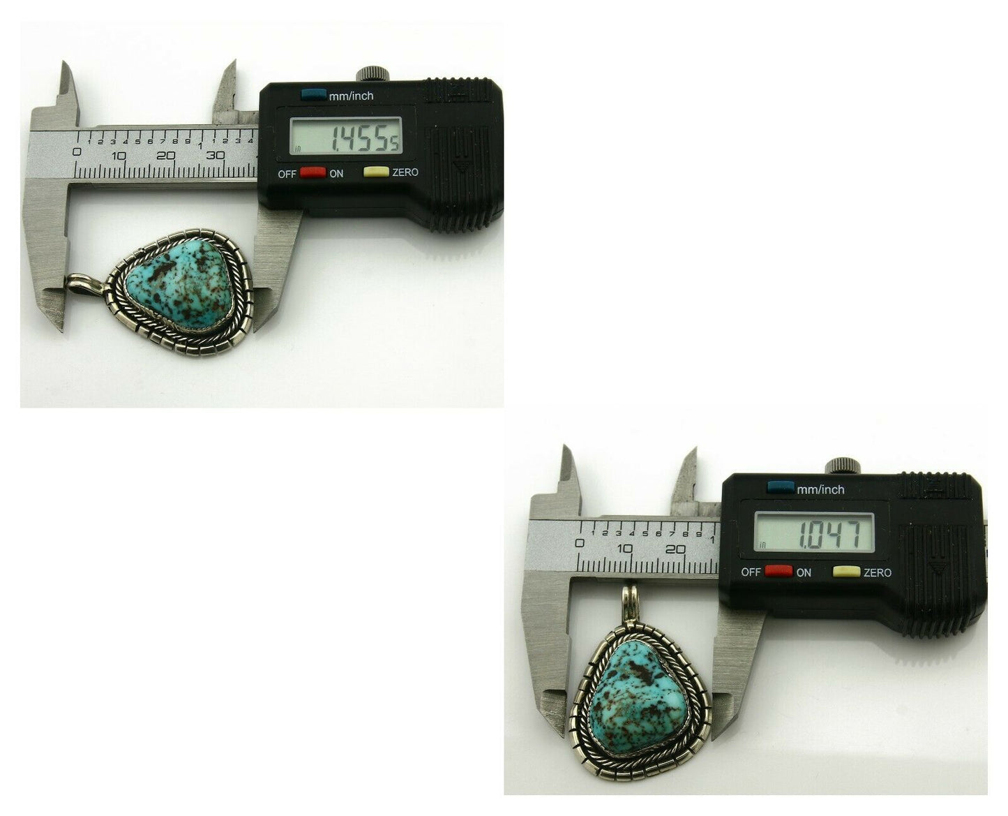 Navajo Pendant .925 Silver Kingman Turquoise Signed Artist Yazzie C.80's