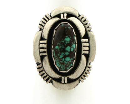 Navajo Ring .925 Silver Spiderweb Turquoise Artist Signed L. M. Nez C80s