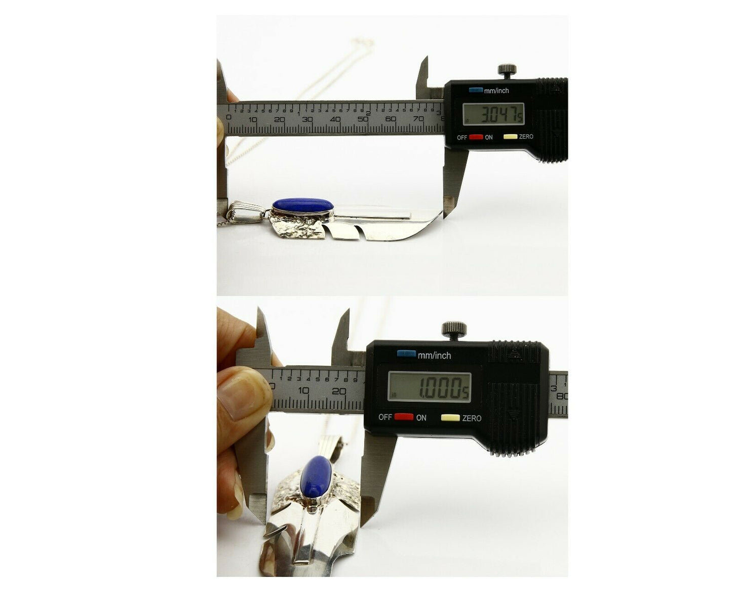 C.1990's Navajo Signed William Denetdale .925 Silver Lapis Feather Necklace