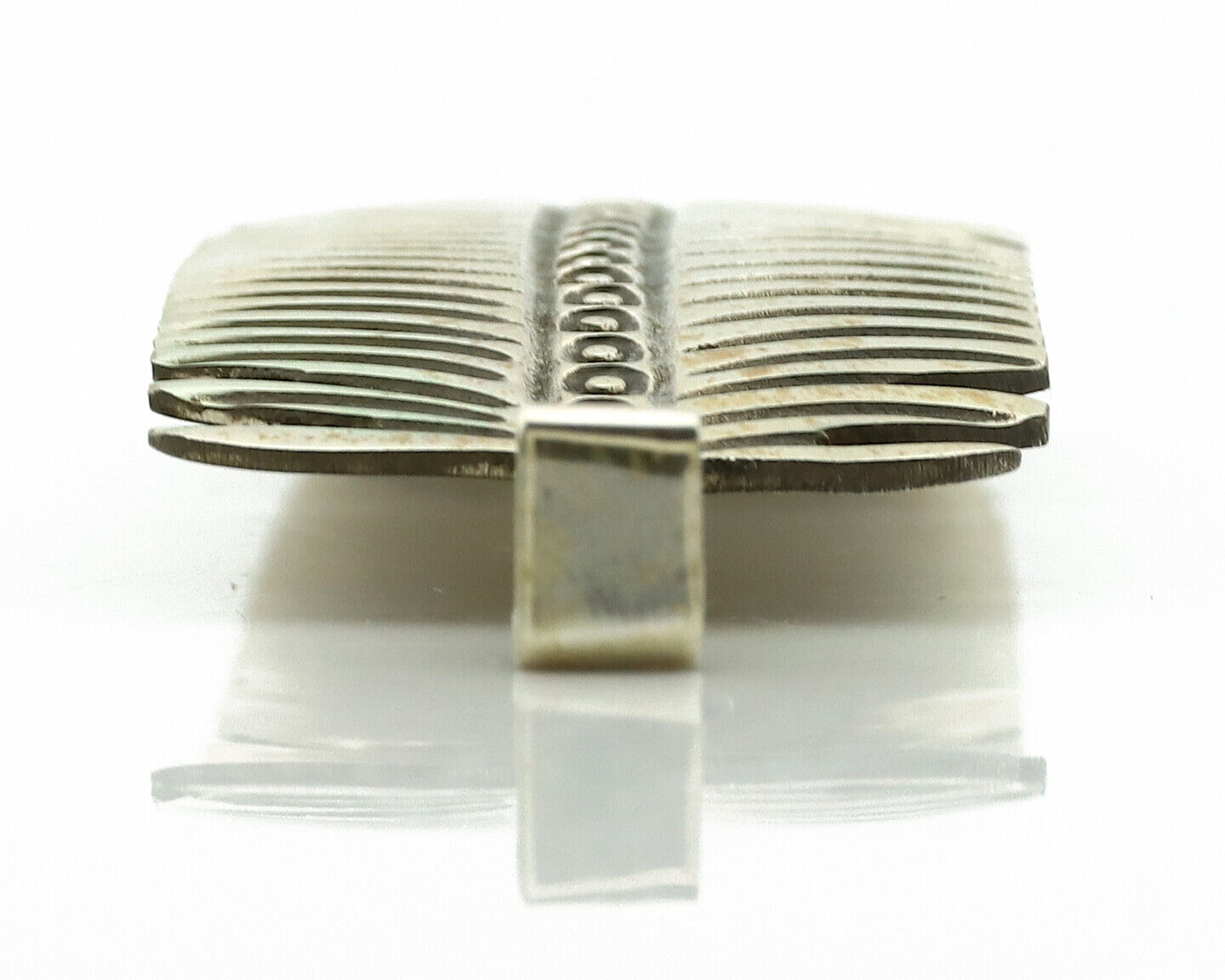 Navajo Hair Clip Barrette 925 Silver Hand Stamped Native Artist Signed BD C.80's