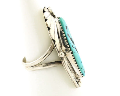 Navajo Inlay Band Ring 925 Silver Sleeping B Turquoise Signed Justin Morris C80s