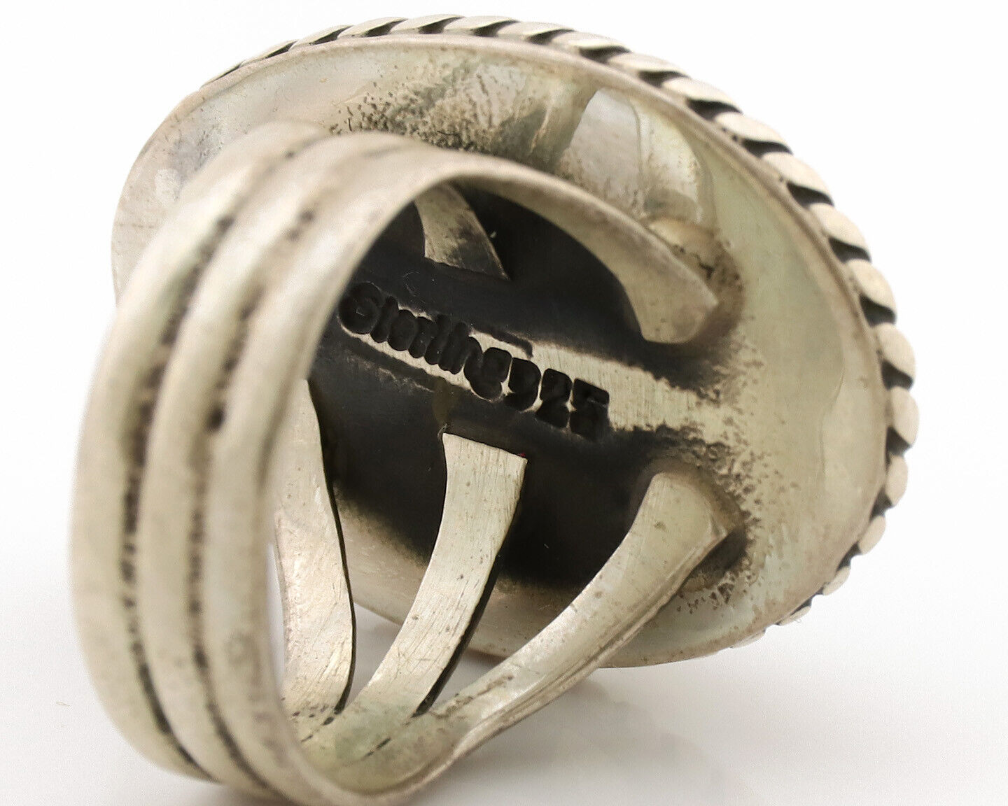 Navajo Ring .925 Silver Kingman Turquoise Native American Artist C.1980s