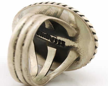 Navajo Ring .925 Silver Kingman Turquoise Native American Artist C.1980s