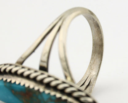 Navajo Ring .925 Silver Kingman Turquoise Artist Signed Gecko C.90's