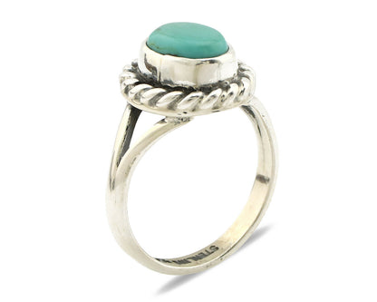 Navajo Ring .925 Silver Kingman Turquoise Artist Signed Gecko C.90's