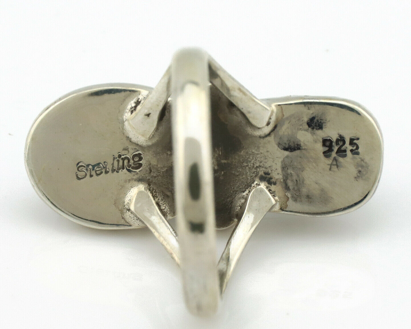 Navajo Ring .925 Silver Blue Turquoise & Red Coral Native American Artist C.80's