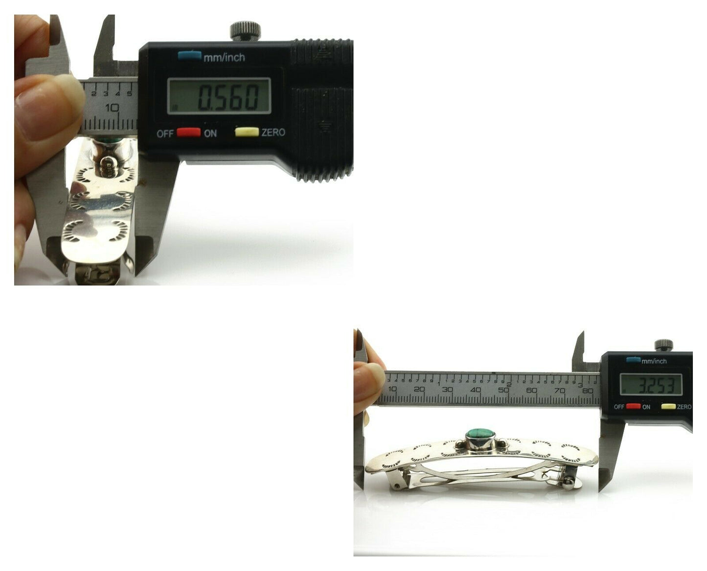 Navajo Hair Clip .925 Silver Turquoise Mountain Native American Barrette C.80's