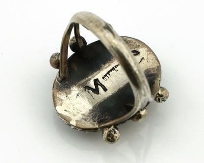 Navajo Ring .925 Silver Natural Blue Turquoise Artist Signed MC C.80's
