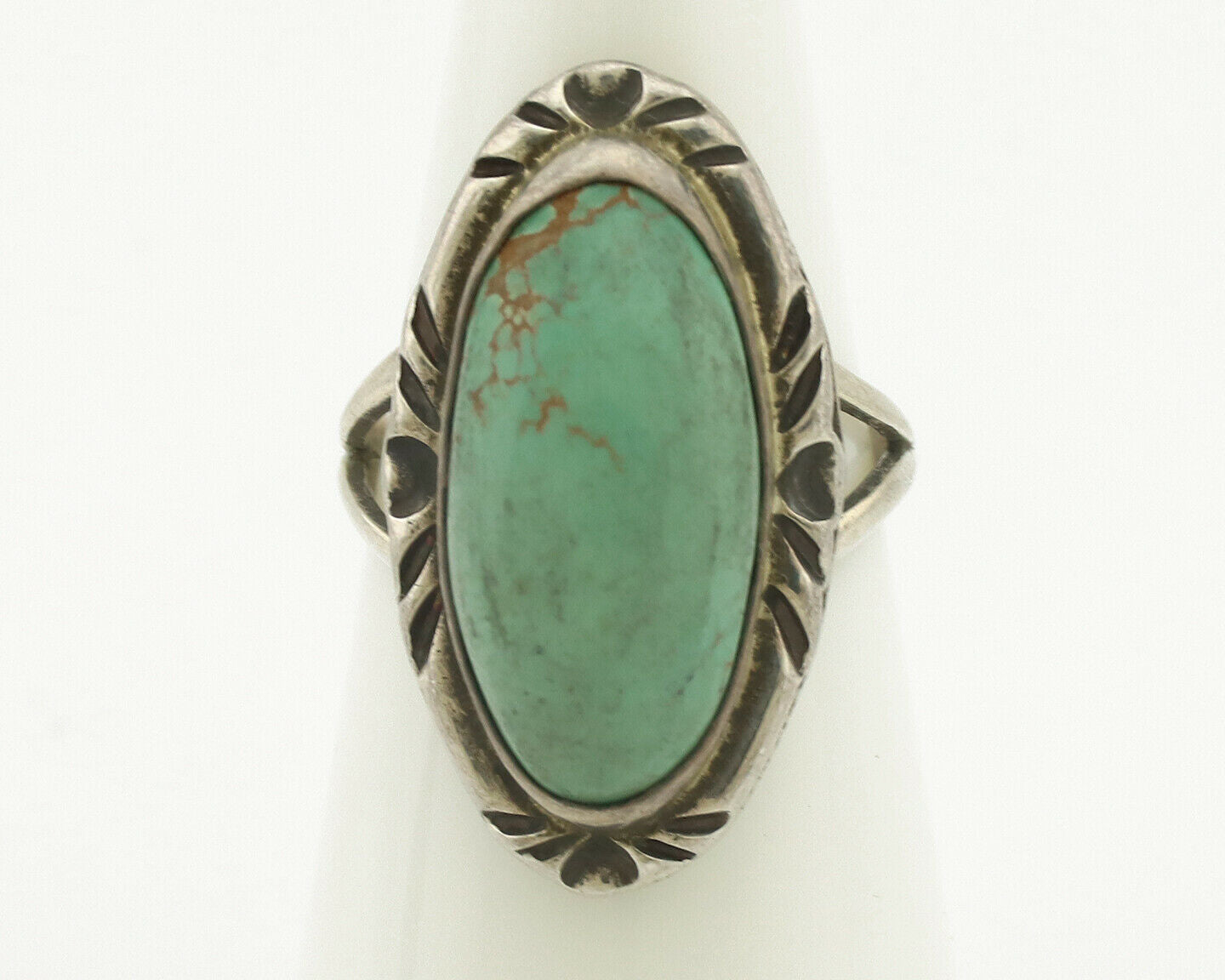 Navajo Ring .925 Silver Natural Turquoise Artist Signed Native American C.80's