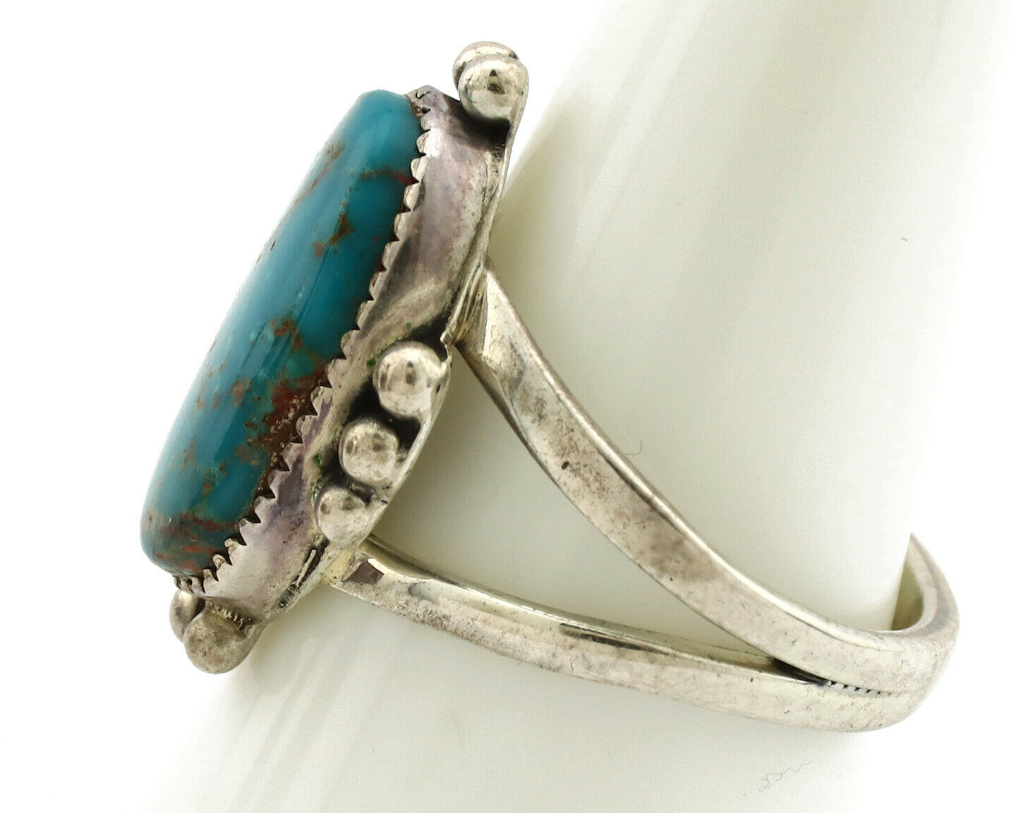 Navajo Ring .925 Silver Nevada Turquoise Artist Native American C.1980's