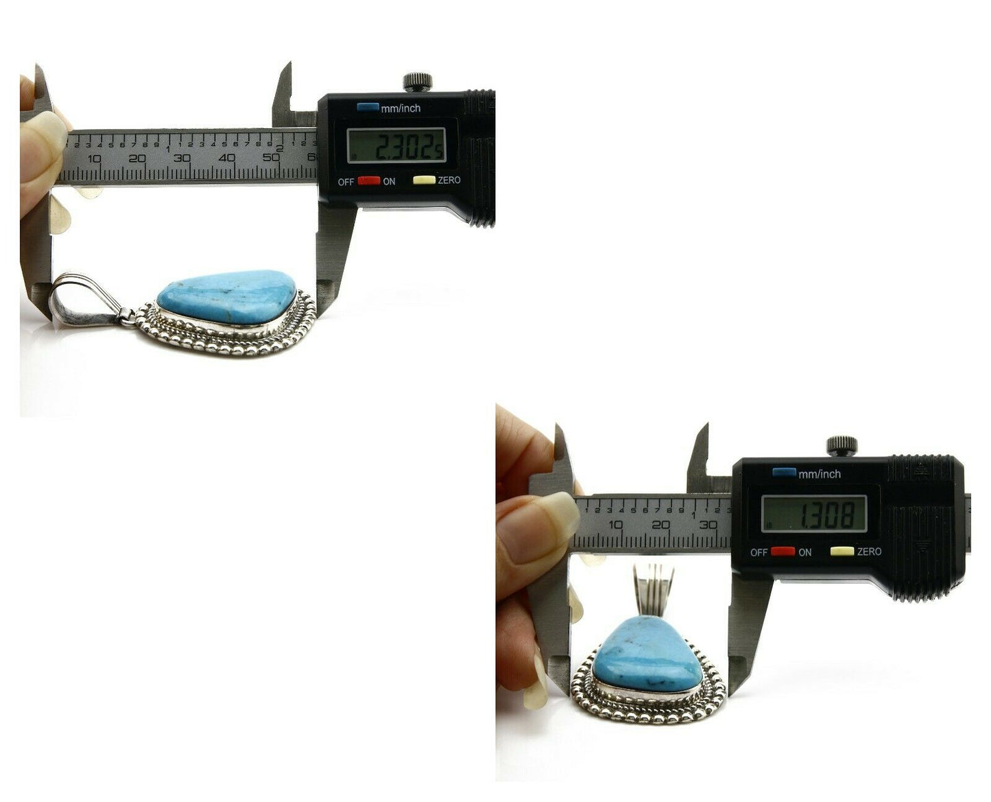 Navajo Pendant .925 Silver Kingman Turquoise Signed Artist LT Begay C.80's