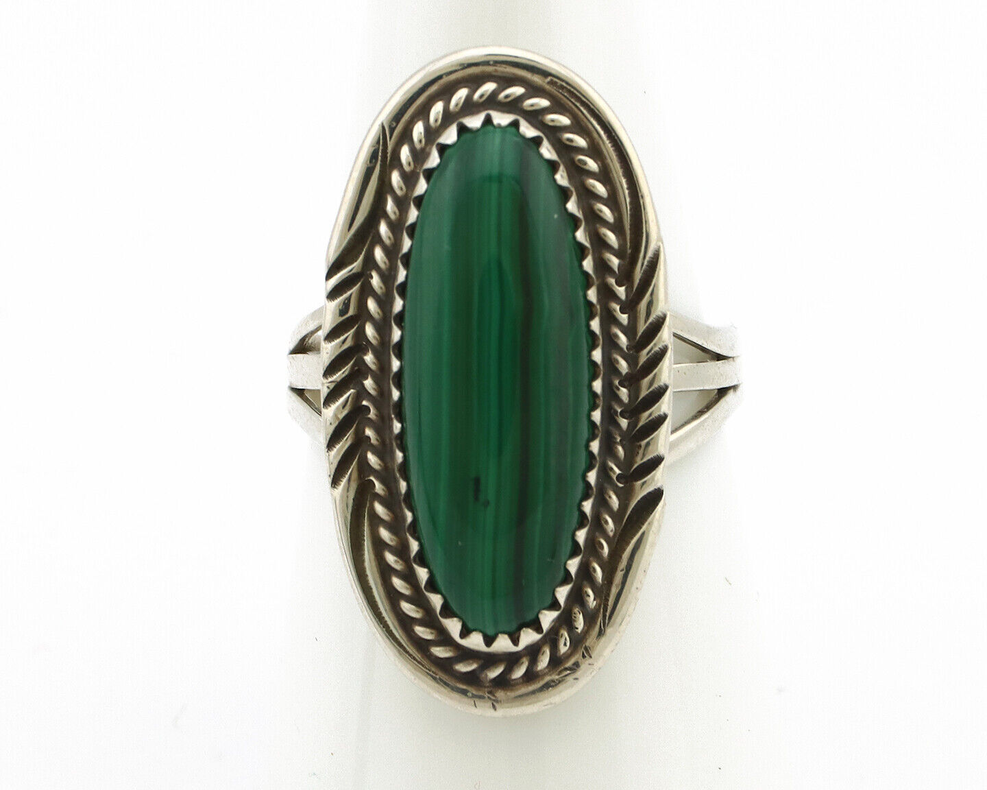 Navajo Ring 925 Silver Natural Malachite Artist Signed William Denetdale C.80's
