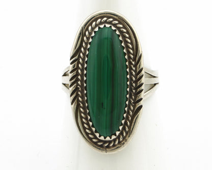 Navajo Ring 925 Silver Natural Malachite Artist Signed William Denetdale C.80's